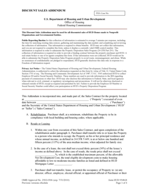 Discount Sales Addendum for HUD Homes