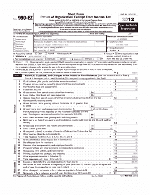 IRS 990-EZ Filing for 2012 - The James P Huber Veterans Foundation - emeritus1