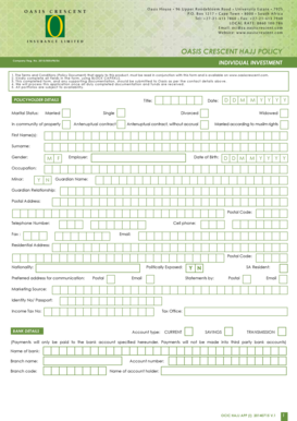 Oasis Crescent Hajj Policy Application Form
