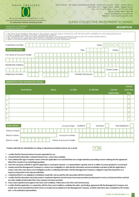 Oasis Collective Investment Scheme Redemption Form