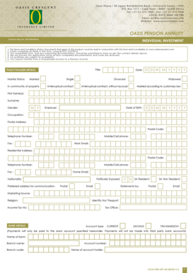 Oasis Pension Annuity Application Form