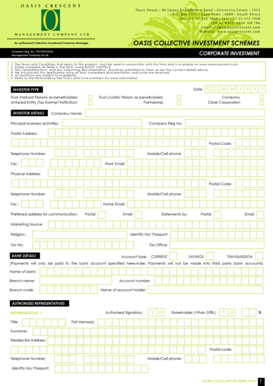 Oasis Collective Investment Application Form