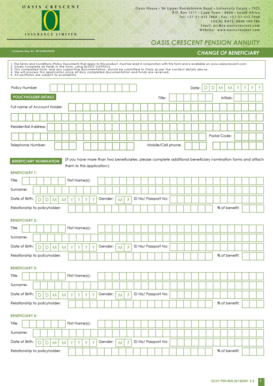 Oasis Crescent Pension Annuity Beneficiary Change Form