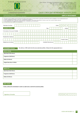 Oasis Crescent Retirement Annuity Fund Switch Investment Form