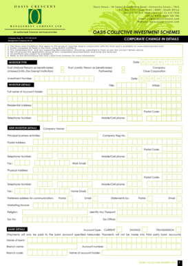 Oasis Collective Investment Scheme Application Form