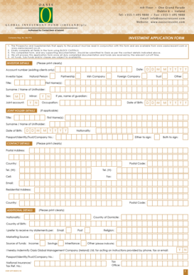 Oasis Global Investment Fund Application Form