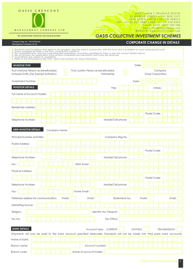 Oasis Collective Investment Scheme Corporate Change Details Form