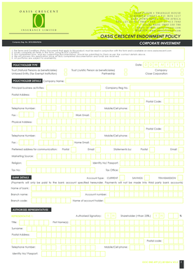 Oasis Crescent Endowment Policy Application