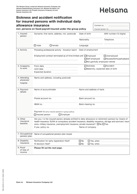 Helsana Sickness and Accident Notification Form
