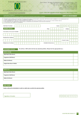 Oasis Crescent Pension Fund Switch Investment Form