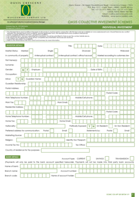 Oasis Collective Investment Application Form