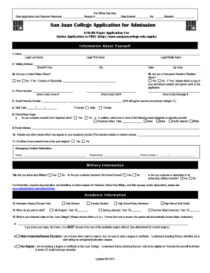 San Juan College Application for Admission