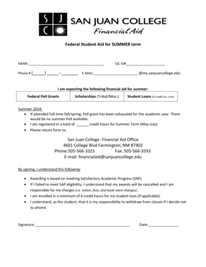 Summer Financial Aid Application