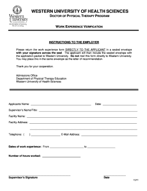 Work Experience Verification Form