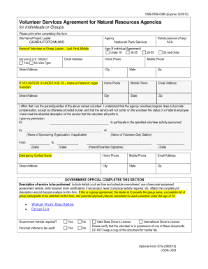 Volunteer Services Agreement for Natural Resources Agencies
