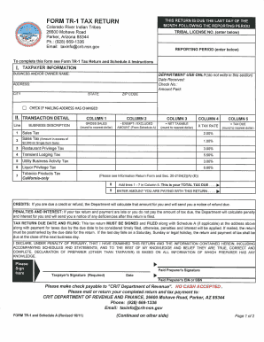 Colorado River Indian Tribes Tax Return Form TR-1