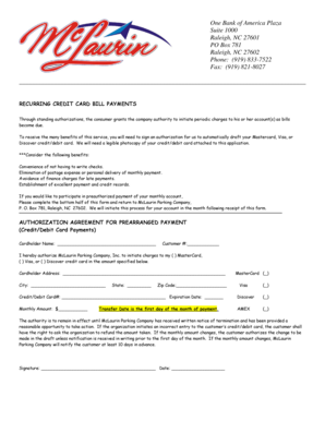 Recurring Credit Card Bill Payment Authorization