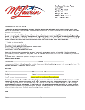 Preauthorized Bill Payment Authorization