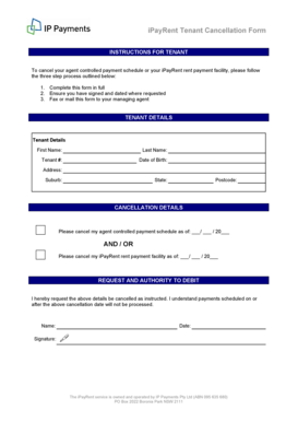 iPayRent Tenant Cancellation Form
