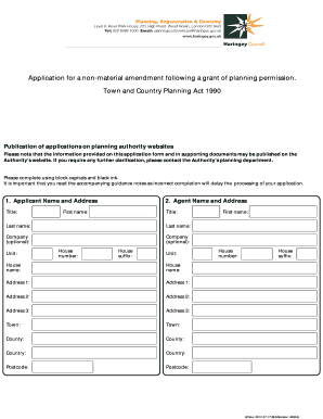 UK Non-Material Amendment Planning Application