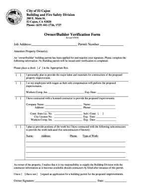 Owner/Builder Verification Form