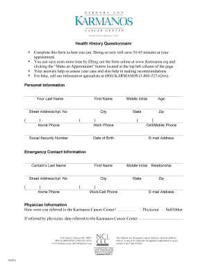 Health History Questionnaire