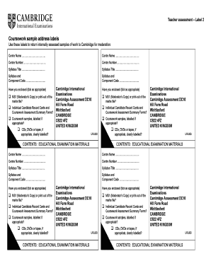 Cambridge Teacher Assessment Labels