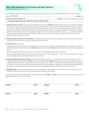 Short Sale Addendum to Purchase and Sale Contract