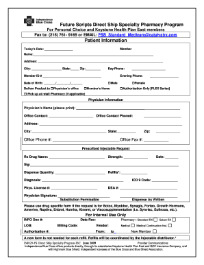 Future Scripts Direct Ship Specialty Pharmacy Program Form