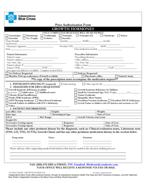 Prior Authorization Form for Growth Hormones