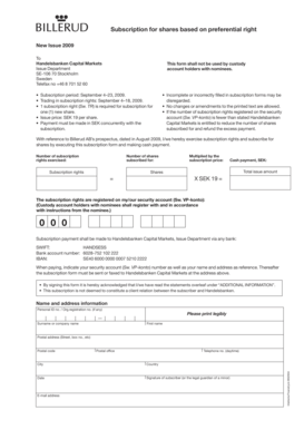 Subscription for Shares Based on Preferential Right