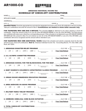 Arkansas Individual Income Tax Check-Off Contributions