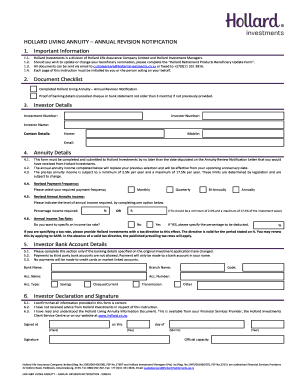 Hollard Living Annuity Annual Revision Notification