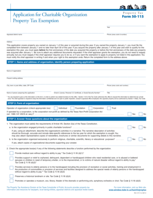 Texas Charitable Organization Property Tax Exemption Application