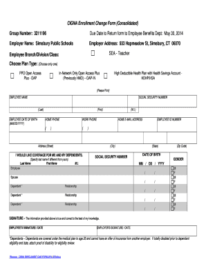 CIGNA Enrollment Change Form