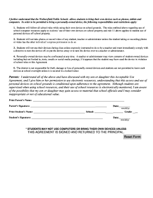Wethersfield Public Schools Acceptable Use Agreement
