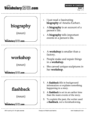 Vocabulary Worksheet