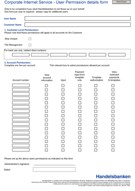 Corporate Internet Service User Permission Form
