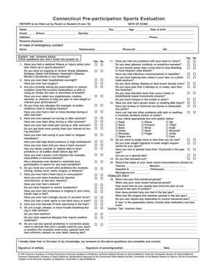 Connecticut Pre-participation Sports Evaluation