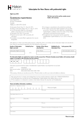 Subscription for New Shares with Preferential Rights