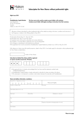 Subscription for New Shares without Preferential Rights