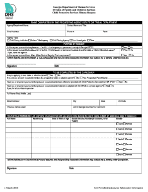 Georgia Child Protective Services History Request