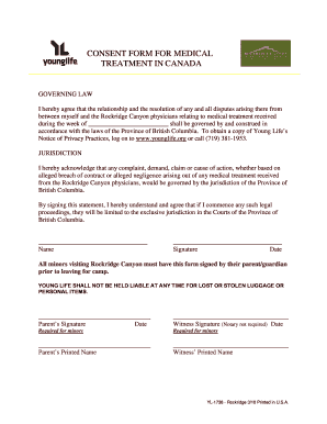 Consent Form for Medical Treatment in Canada