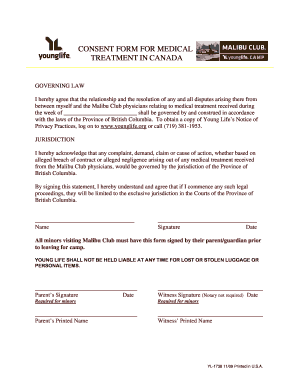Consent Form for Medical Treatment in Canada