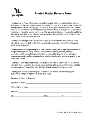 Printed Matter Release Form