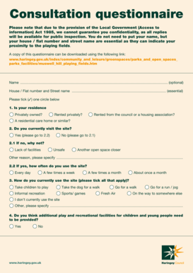 Muswell Hill Playing Fields Questionnaire