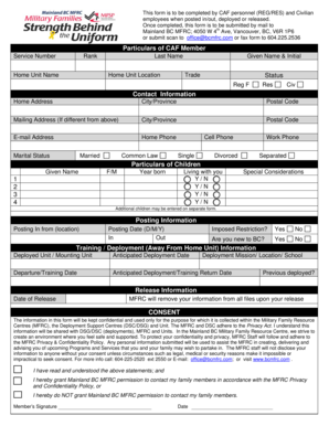 CAF Personnel Posting Deployment Form