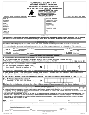 Texas Business Personal Property Rendition Form