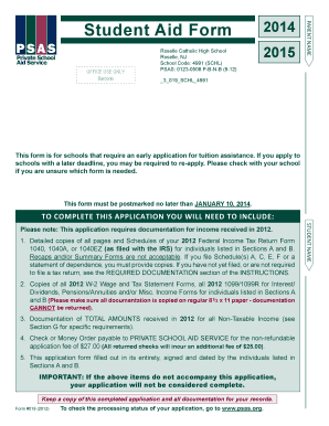 Student Aid Form 2014
