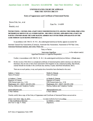 Entry of Appearance and Certificate of Interested Parties